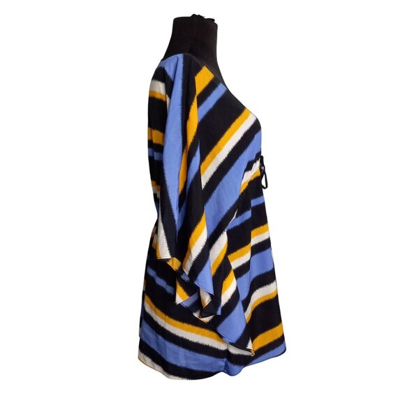 Michael Kors Size M Top Kaftan Poncho Womens Striped V-Neck Polyester - Picture 5 of 10